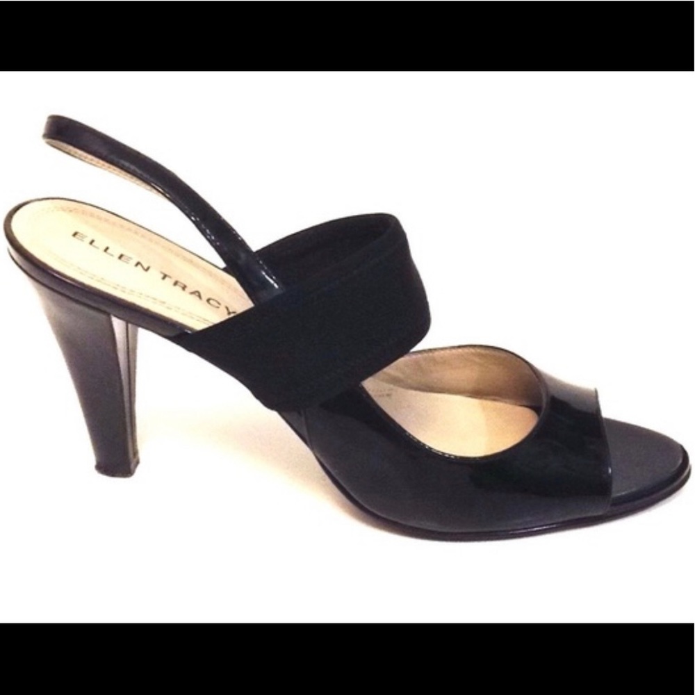 Ellen Tracy Jazz 3”open toe Patient leather heel